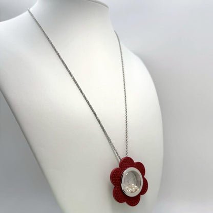 Mikimoto Pendant Watch Circle with 5 pearls, white dial, silver SV925 case, and quartz movement