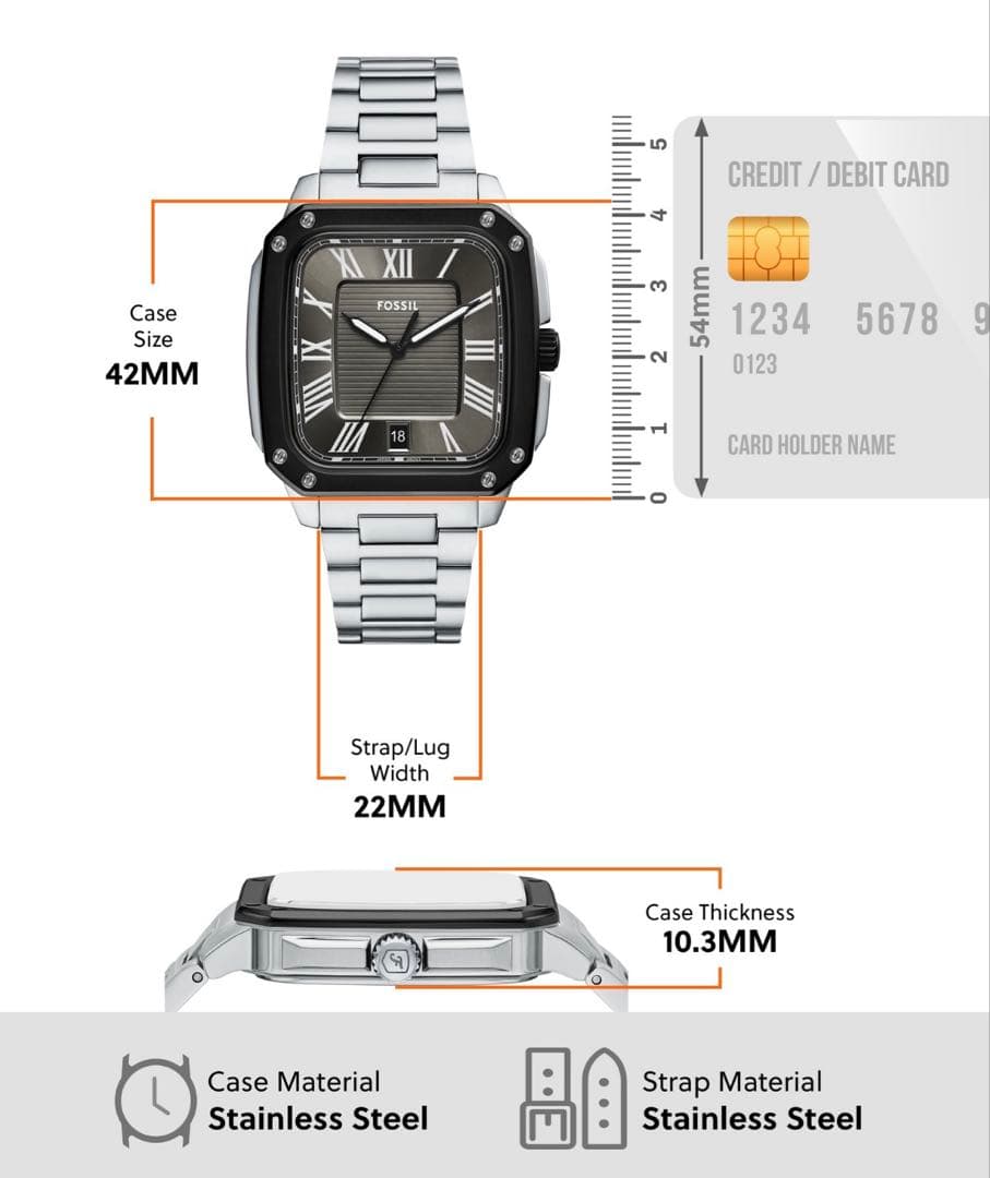 FOSSIL Crosby 42mm Quartz Men's Watch — Japanese