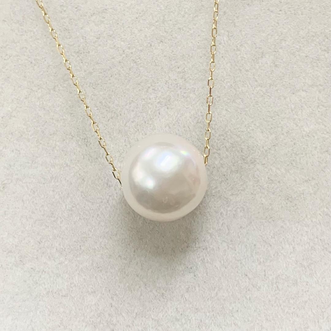 Law Akoya Pearl Necklace with 8.4mm pearl pendant and 40cm K18 yellow gold small bead chain
