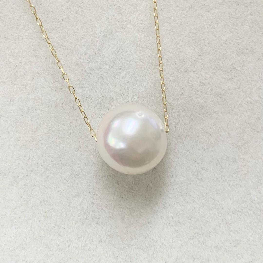 Law Akoya Pearl Necklace with 8.4mm pearl pendant and 40cm K18 yellow gold small bead chain