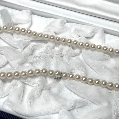 Mikimoto pearl necklace with 5.0-5.5mm Akoya pearls and M charm, 38 cm length