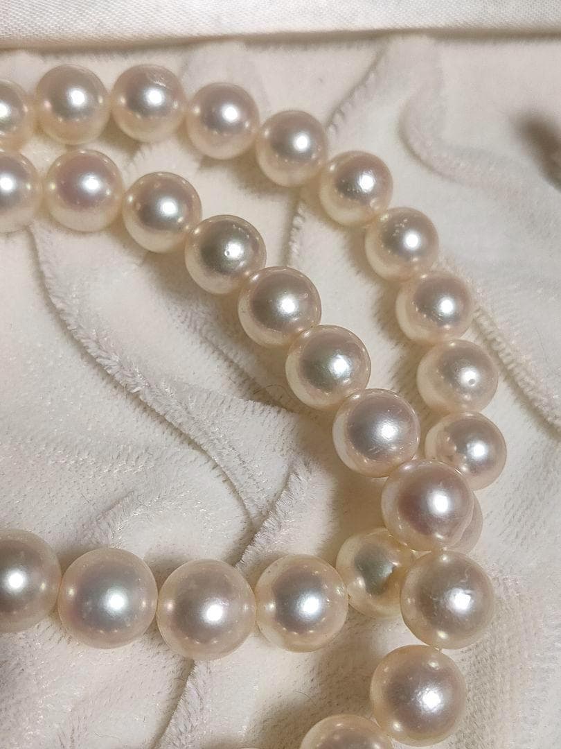 Kuro Large Akoya Pearl Necklace with 8.2mm white genuine pearls on 39cm silver chain