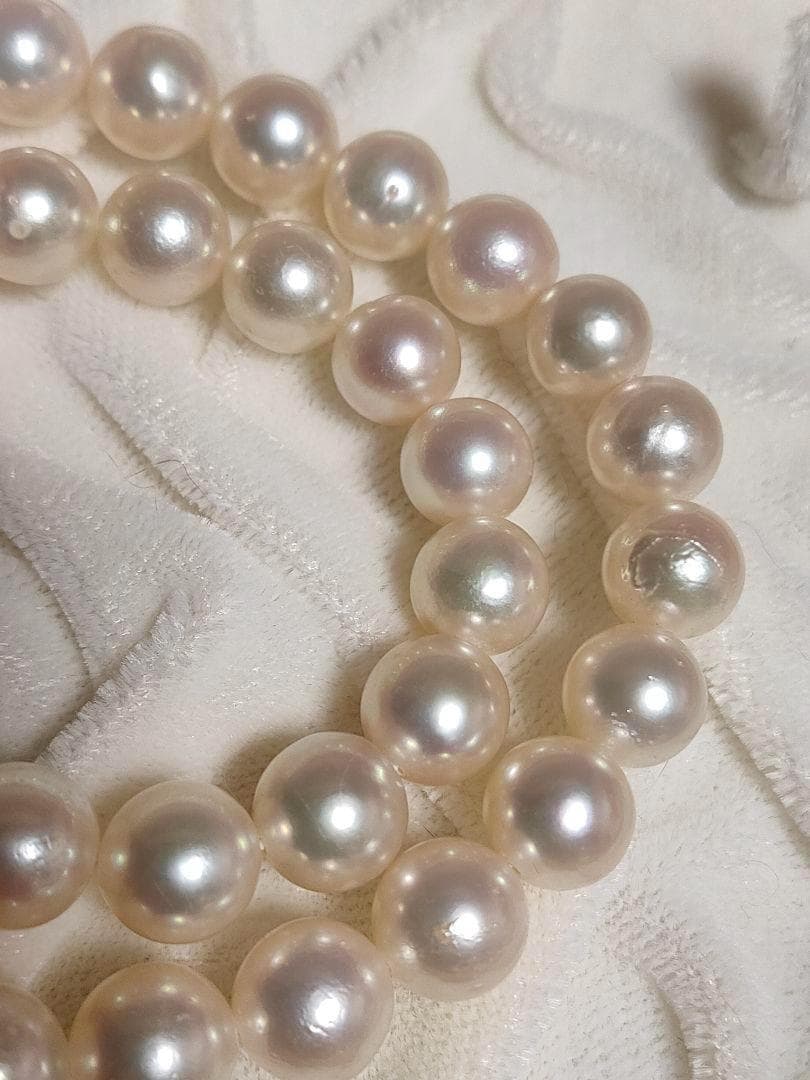 Kuro Large Akoya Pearl Necklace with 8.2mm white genuine pearls on 39cm silver chain