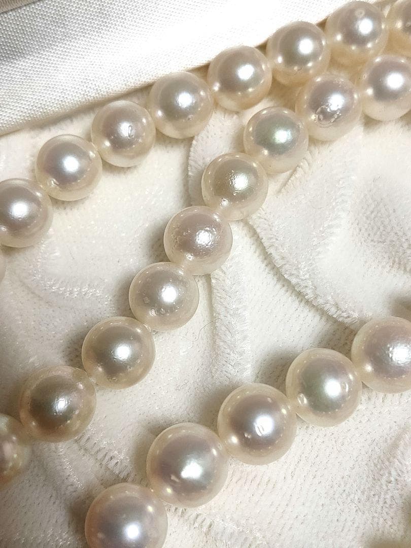 Kuro Large Akoya Pearl Necklace with 8.2mm white genuine pearls on 39cm silver chain
