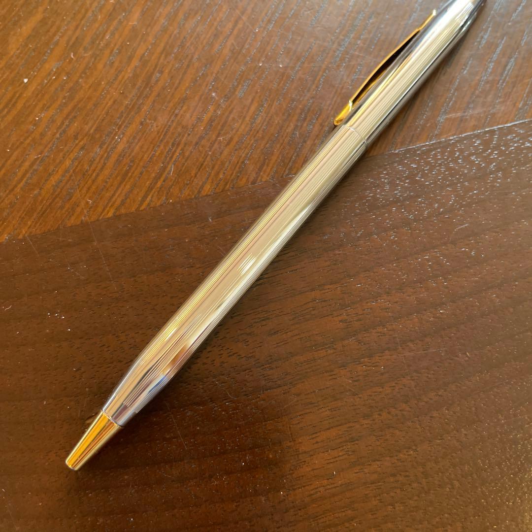 CROSS Twist Ballpoint Pen No.75 with black oil-based ink and silver clip, unused condition with minor imperfections