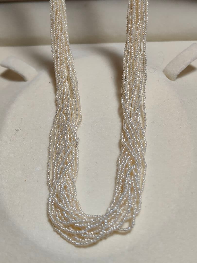 Akoya Pearl Sand Keshipearl 15 strand milky white necklace with K14WG push lock clasp 53cm length