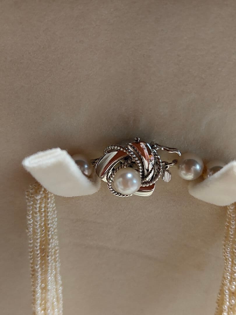 Akoya Pearl Sand Keshipearl 15 strand milky white necklace with K14WG push lock clasp 53cm length