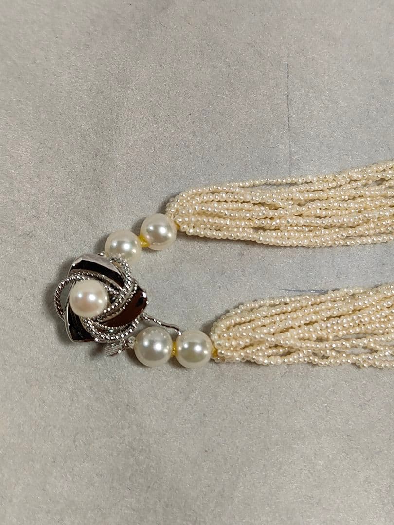 Akoya Pearl Sand Keshipearl 15 strand milky white necklace with K14WG push lock clasp 53cm length