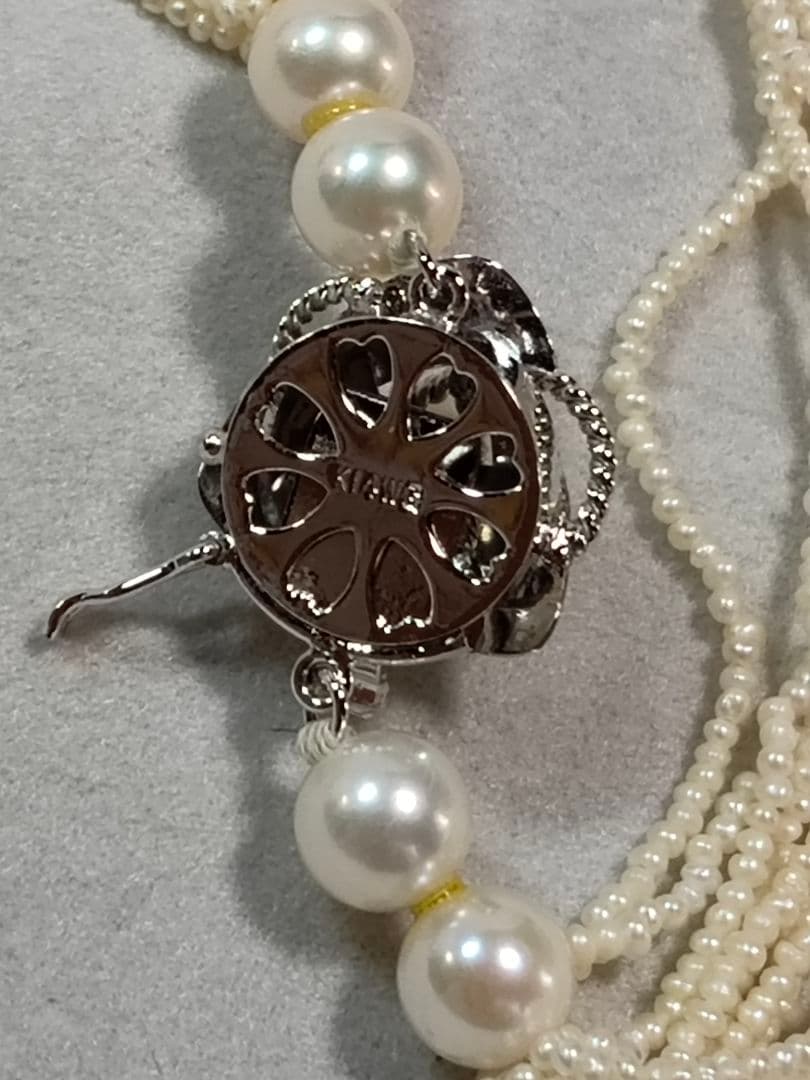 Akoya Pearl Sand Keshipearl 15 strand milky white necklace with K14WG push lock clasp 53cm length