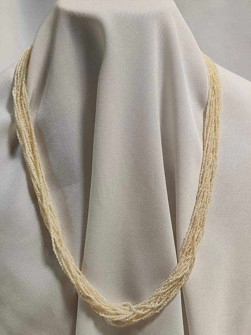 Akoya Pearl Sand Keshipearl 15 strand milky white necklace with K14WG push lock clasp 53cm length