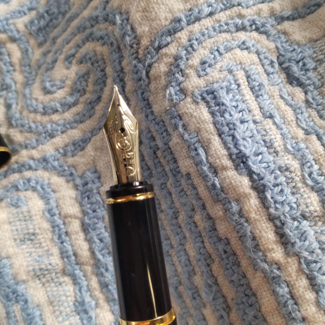Black Pilot Fountain Pen shown with cap on, used condition