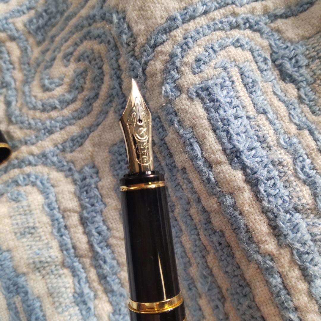 Black Pilot Fountain Pen shown with cap on, used condition