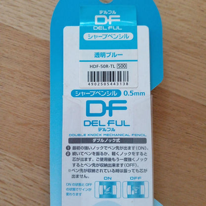 Pilot dual-action mechanical pencil with 0.5mm lead in transparent blue color
