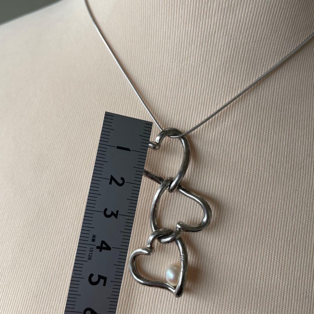 MIKIMOTO Heart Silver Necklace model 2119 with a 40 cm chain length displayed on a white background