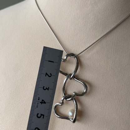 MIKIMOTO Heart Silver Necklace model 2119 with a 40 cm chain length displayed on a white background