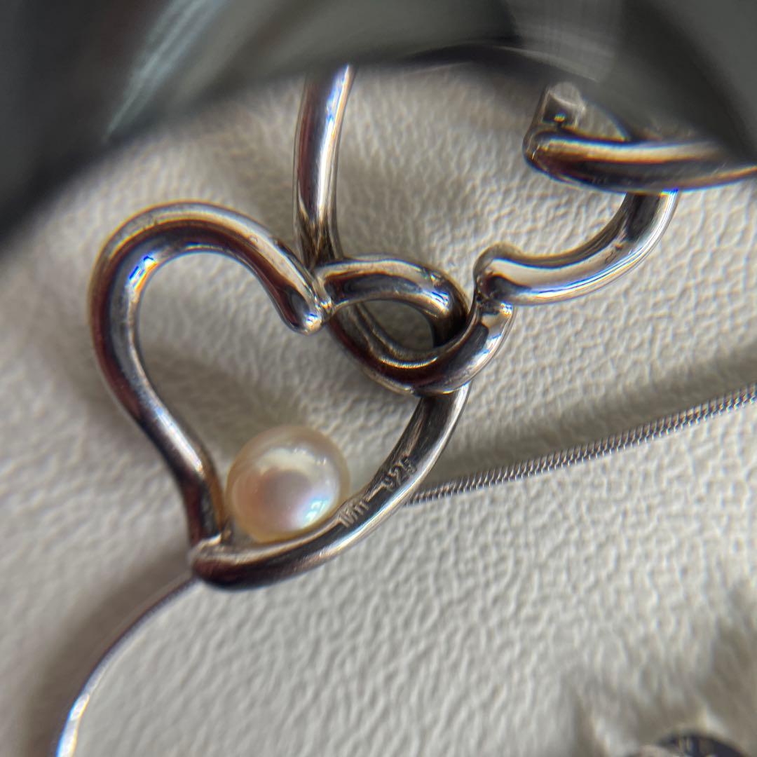 MIKIMOTO Heart Silver Necklace model 2119 with a 40 cm chain length displayed on a white background