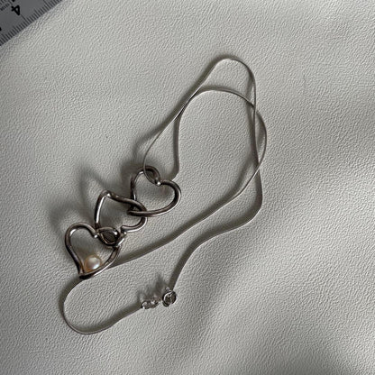 MIKIMOTO Heart Silver Necklace model 2119 with a 40 cm chain length displayed on a white background