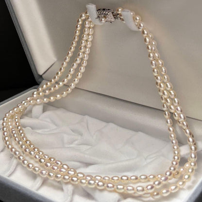 Takashi Pearl 3-Strand Necklace with 4.5mm pearls, 34g weight, and 43cm length in elegant design