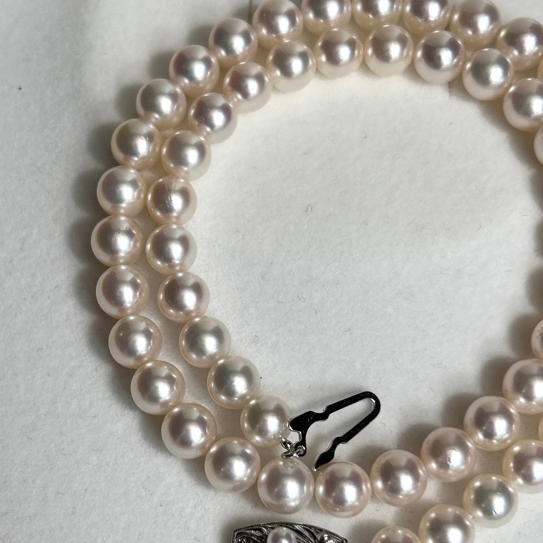 Tasaki Akoya pearl necklace with 7.5mm pearls and silver metal fittings, 44.5cm length