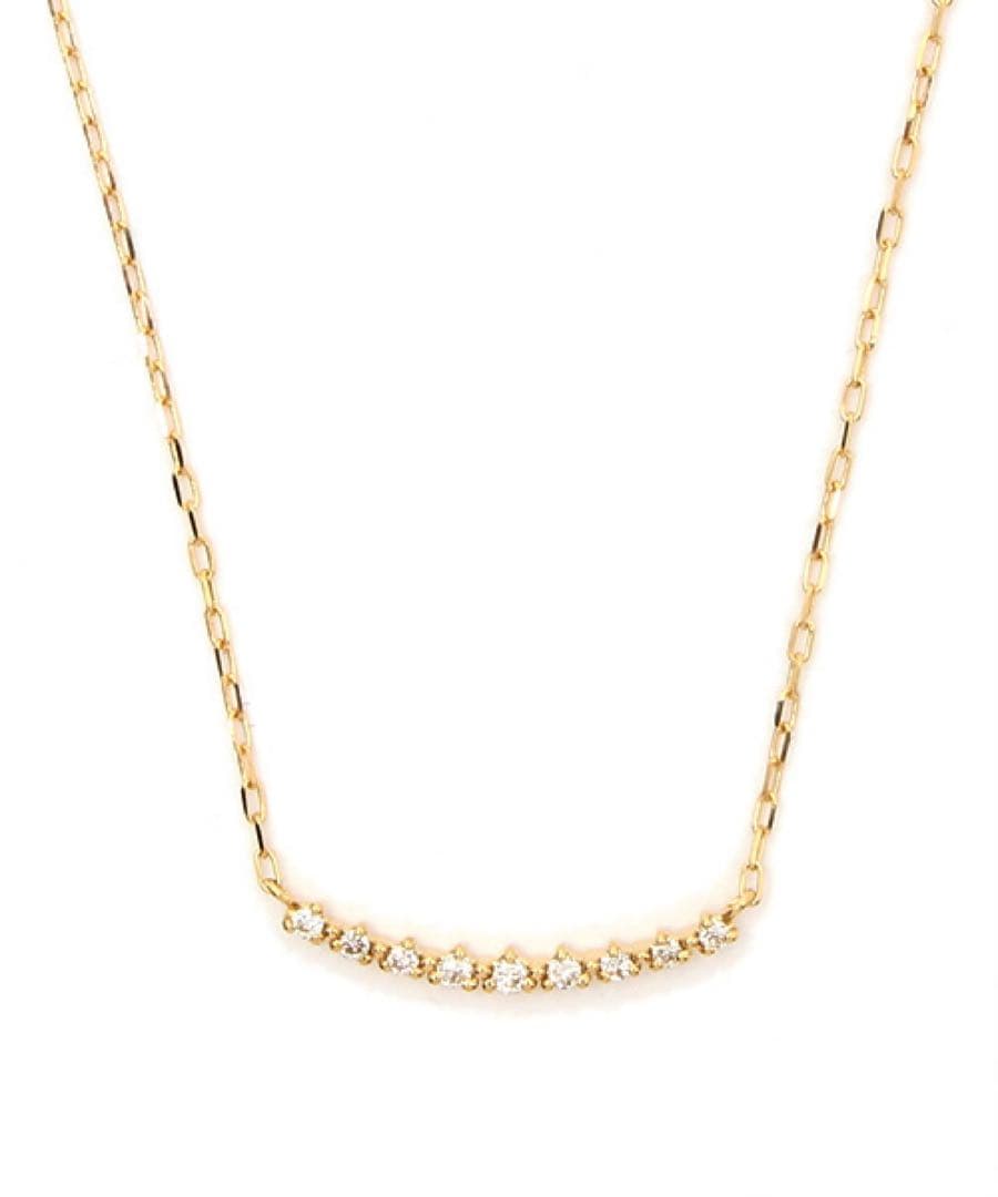 Agete K18 yellow gold diamond line necklace with 0.05ct diamonds and 40cm chain length