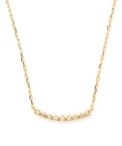 Agete K18 yellow gold diamond line necklace with 0.05ct diamonds and 40cm chain length