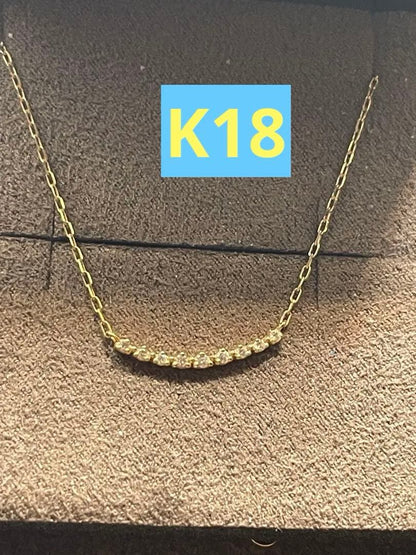 Agete K18 yellow gold diamond line necklace with 0.05ct diamonds and 40cm chain length