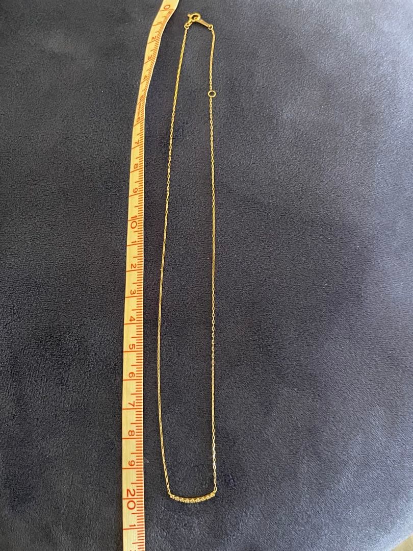 Agete K18 yellow gold diamond line necklace with 0.05ct diamonds and 40cm chain length