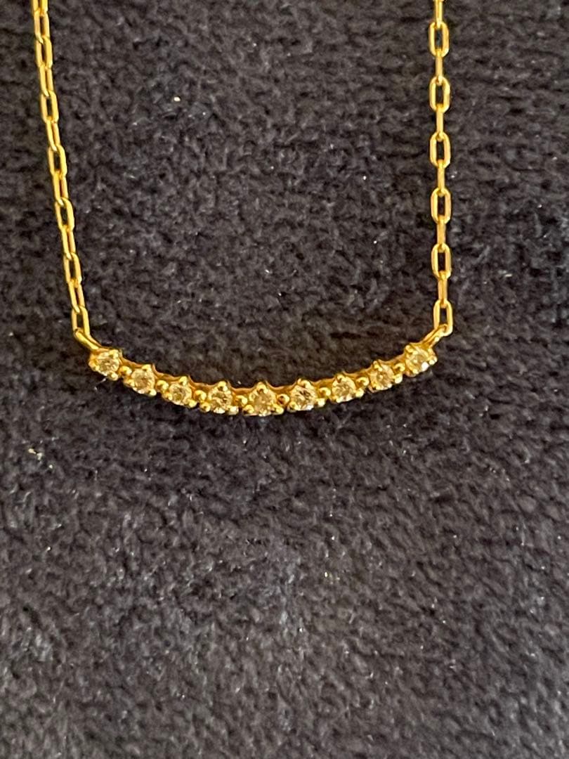Agete K18 yellow gold diamond line necklace with 0.05ct diamonds and 40cm chain length