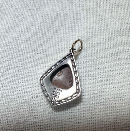 Agete charm made of K10 silver featuring opal and 0.008ct diamond measuring 1.25 by 2.3 cm