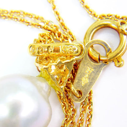 18K gold necklace with gray Akoya pearls and three small diamonds totaling 0.03 ct, 40cm length
