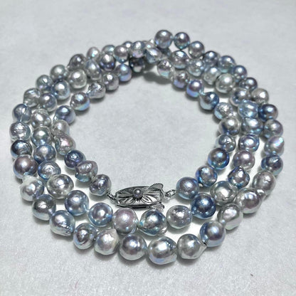 Takashimaya Akoya pearl semi-long necklace with blue-gray pearls measuring 7.5 to 8.0 mm
