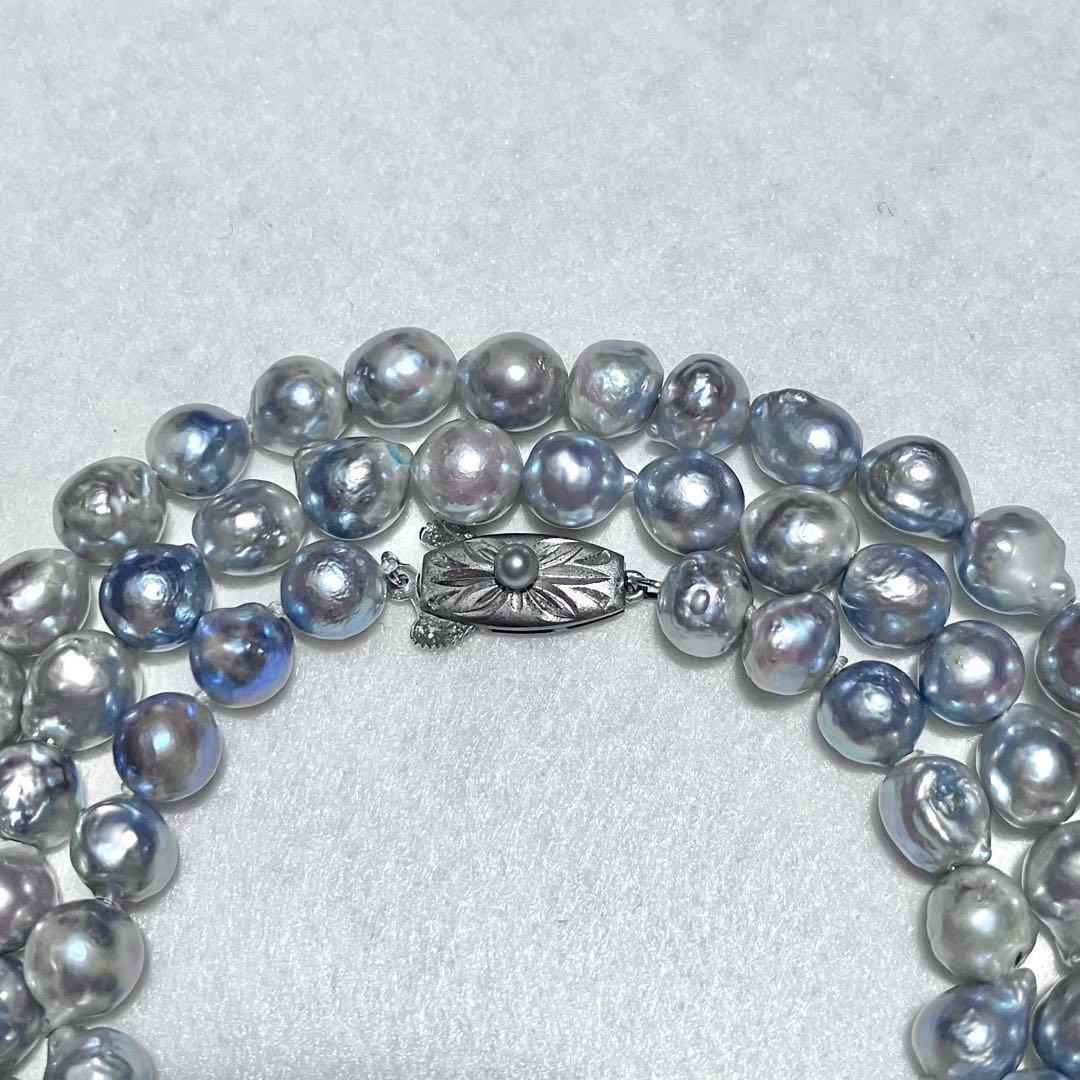 Takashimaya Akoya pearl semi-long necklace with blue-gray pearls measuring 7.5 to 8.0 mm