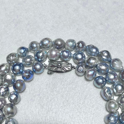 Takashimaya Akoya pearl semi-long necklace with blue-gray pearls measuring 7.5 to 8.0 mm