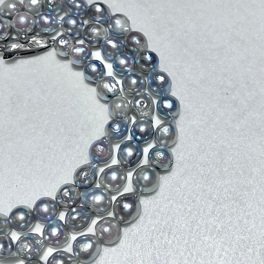 Takashimaya Akoya pearl semi-long necklace with blue-gray pearls measuring 7.5 to 8.0 mm
