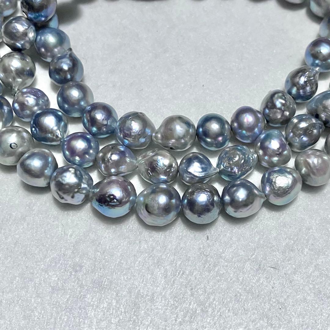Takashimaya Akoya pearl semi-long necklace with blue-gray pearls measuring 7.5 to 8.0 mm