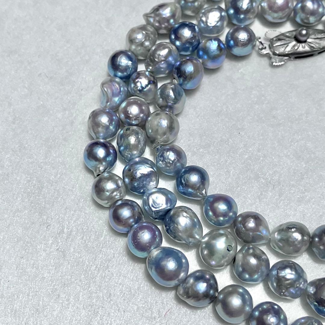 Takashimaya Akoya pearl semi-long necklace with blue-gray pearls measuring 7.5 to 8.0 mm