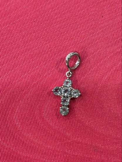 TASAKI silver cross pendant necklace with engraved design on a delicate chain