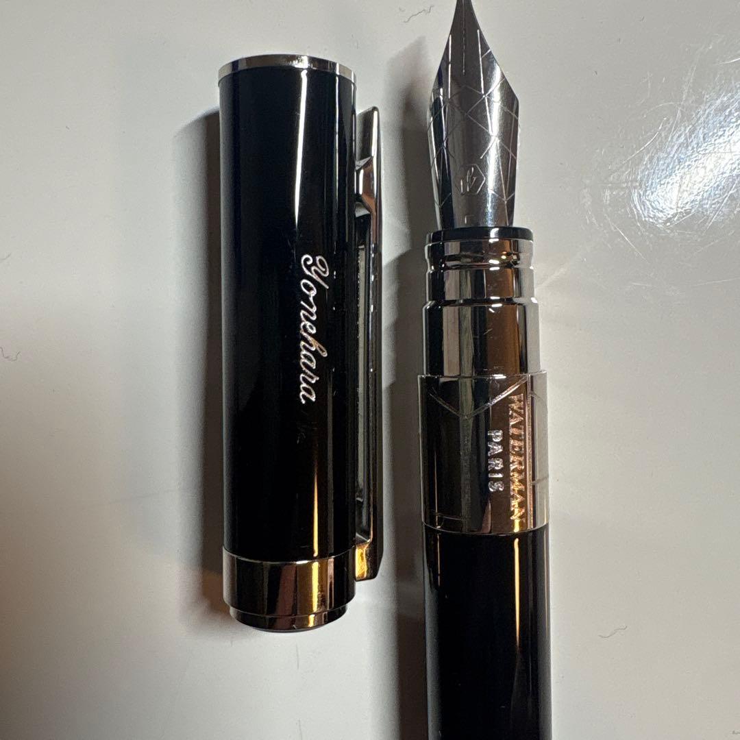 Waterman Perspective CT Black fountain pen with silver accents and lacquered metal body