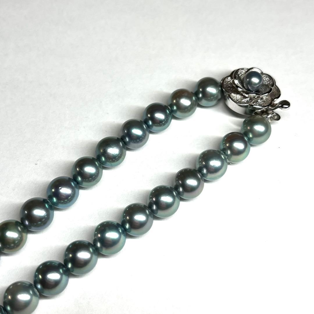 Akoya pearl necklace 7.5-8.0mm pearls with blue silver stamp on a 43cm chain
