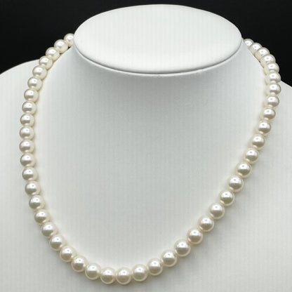AQUA YA Pearl Flower necklace featuring 7-7.5mm white Akoya pearls with silver clasp and 41cm length
