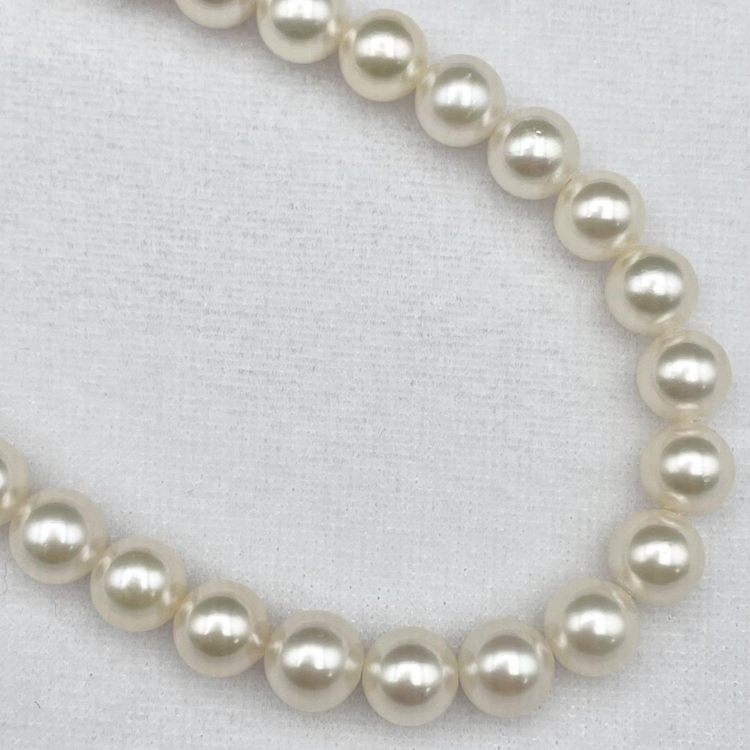 AQUA YA Pearl Flower necklace featuring 7-7.5mm white Akoya pearls with silver clasp and 41cm length