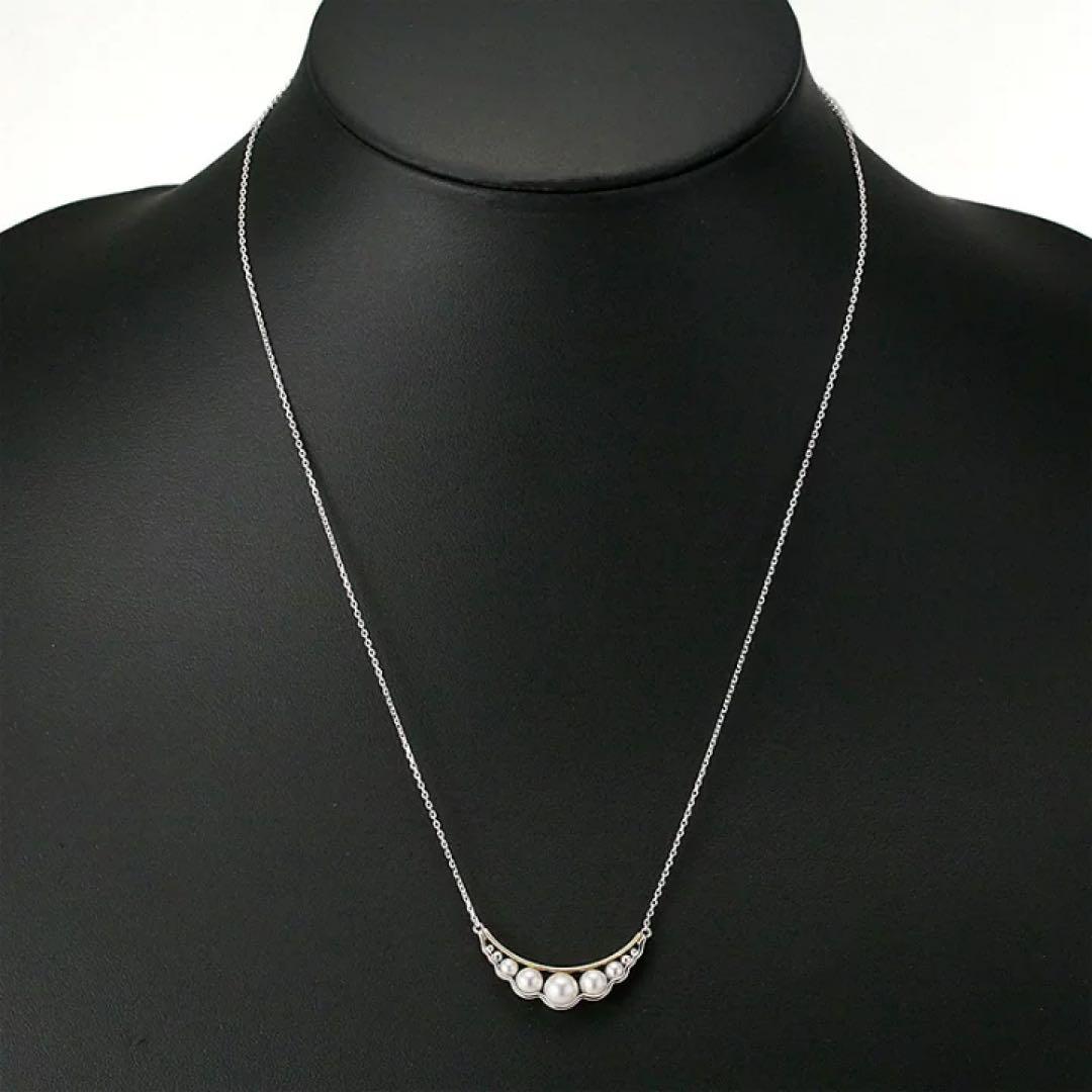 TASAKI Liquid Sculpture Necklace with pearl, K18WG and K18YG metals, 47cm adjustable length