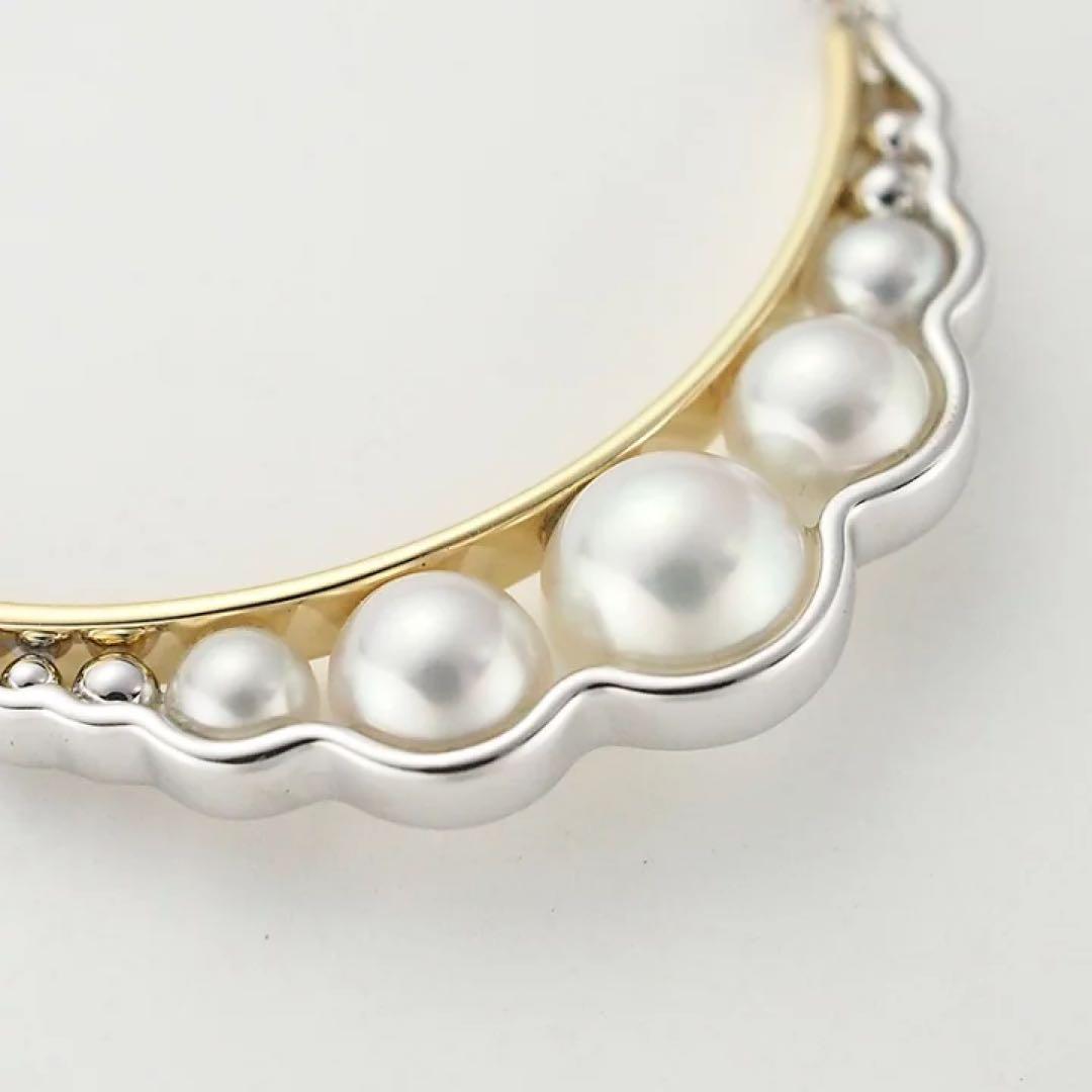 TASAKI Liquid Sculpture Necklace with pearl, K18WG and K18YG metals, 47cm adjustable length