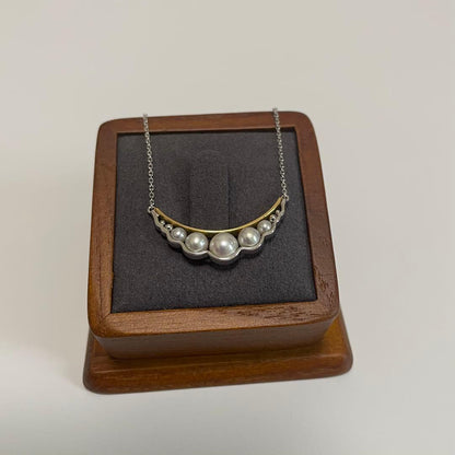 TASAKI Liquid Sculpture Necklace with pearl, K18WG and K18YG metals, 47cm adjustable length