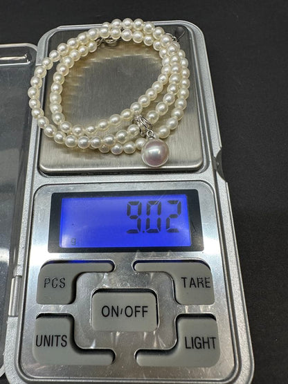 TASAKI pearl diamond necklace with 0.01ct diamond in 18K white gold, 42cm length