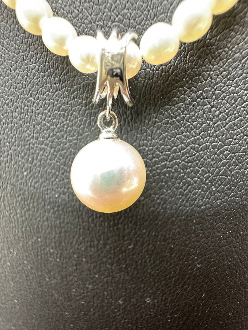 TASAKI pearl diamond necklace with 0.01ct diamond in 18K white gold, 42cm length
