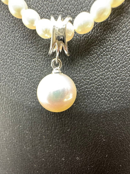 TASAKI pearl diamond necklace with 0.01ct diamond in 18K white gold, 42cm length