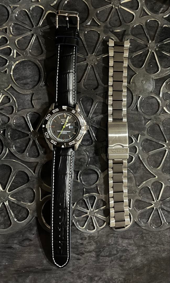 SEIKO 5 Sports Black Bezel Silver Bracelet Automatic Men's Watch — Japanese