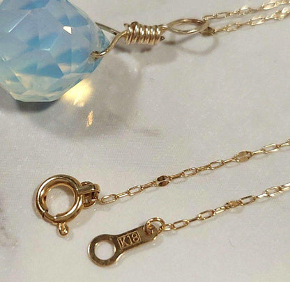 18K gold 80cm long necklace with a 1.5cm x 1.3cm K14gf pendant