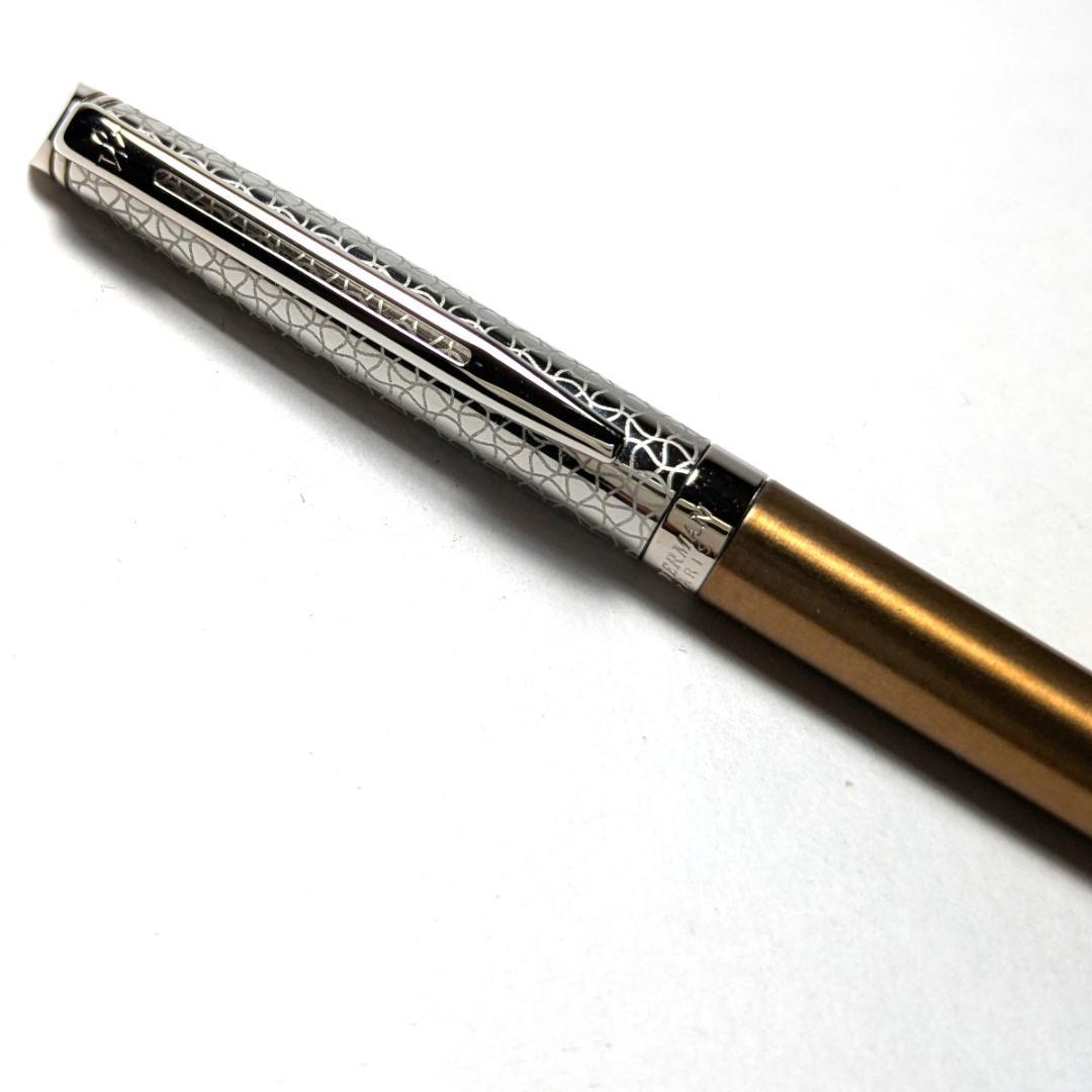 Waterman Metropolitan Private Bronze Satin ballpoint pen with black fine ink refill and twist mechanism